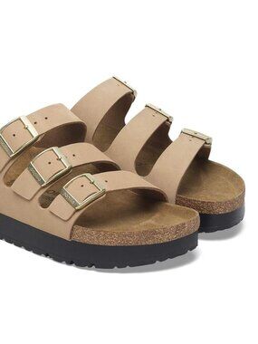 NEW Birkenstock FLORIDA Flex Sandals Sandcastle Slip Ons 41 Womens 10 to 10.5